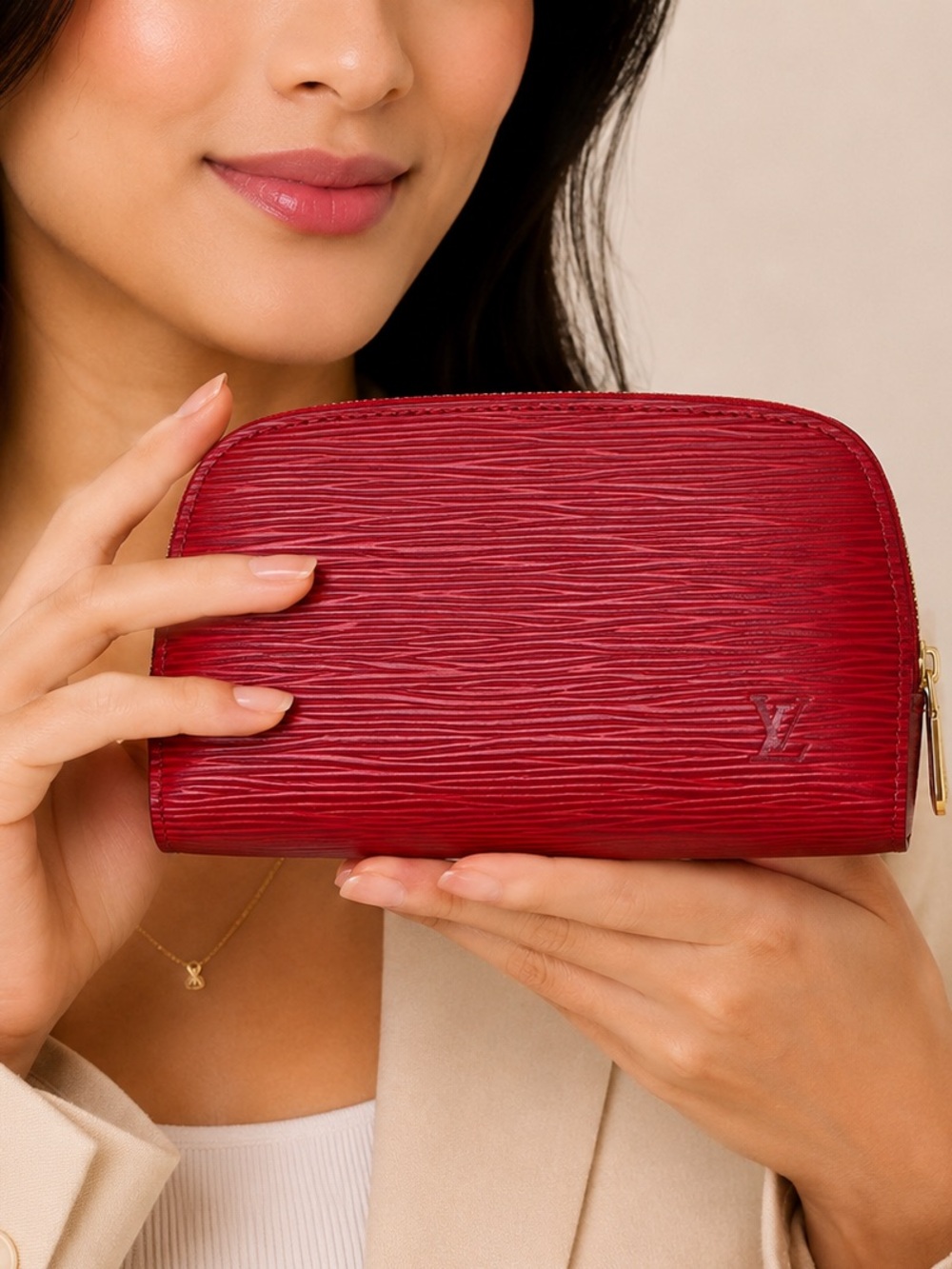 Louis Vuitton Dauphine PM Pouch in Red Epi Leather with Gold Hardware